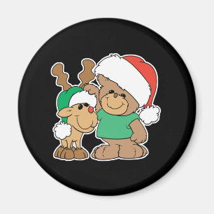 Süßer Weihnachtsbär und Rentiere Magnet