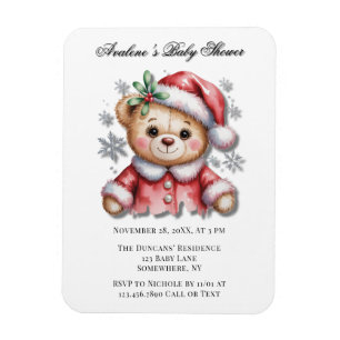 Süßer Weihnachtsbär und Schneeflocken-Baby-Party Magnet