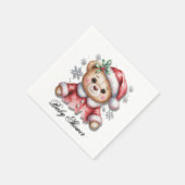 Süßer Weihnachtsbär und Schneeflocken Serviette (Ecke)