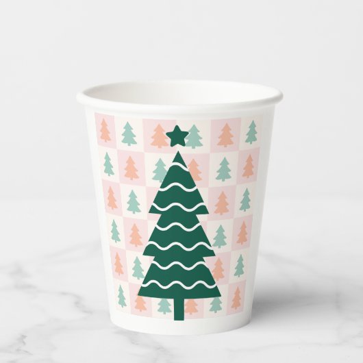 Süßer Weihnachtsbaum Feiertagsdesign. Pappbecher (Vorderseite)