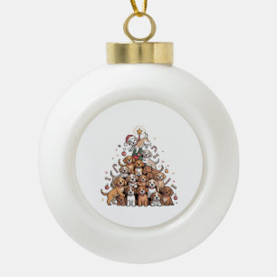 Süßer Weihnachtsbaum-Hund Xmas Baum Welpe Keramik Kugel-Ornament