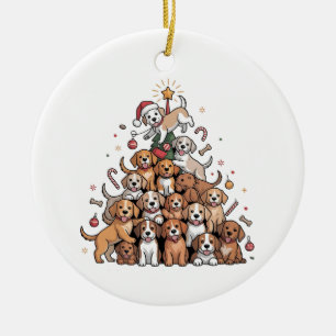 Süßer Weihnachtsbaum-Hund Xmas Baum Welpe Keramik Ornament