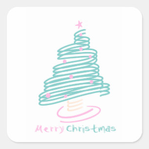 Süßer Weihnachtsbaum Pink Grüne Spirale Quadratischer Aufkleber