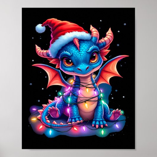 Süßer Weihnachtsdrache Poster (Vorne)