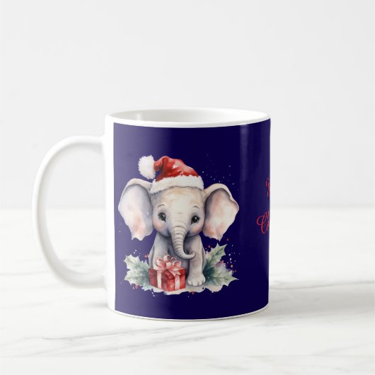 Süßer Weihnachtselefant Kaffeetasse (Links)