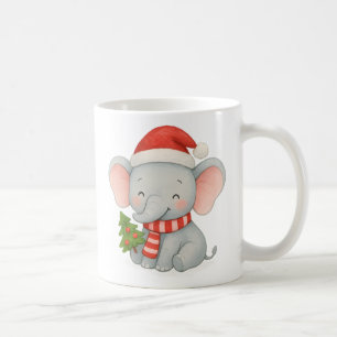 Süßer Weihnachtselefant mit Santa-Hut Kaffeetasse