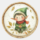 Süßer Weihnachtself Faux-Wachs Runder Aufkleber (Vorderseite)