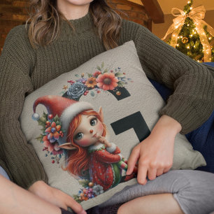 Süßer Weihnachtself Festlich G Kunstleder Braun Kissen