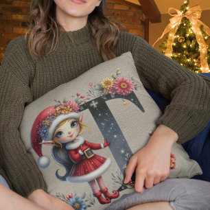 Süßer Weihnachtself Festlich T Faux-Braunleder Kissen
