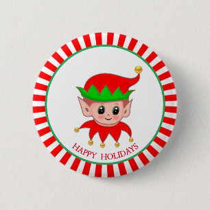 Süßer Weihnachtself & goldene Schlittenglocken Button