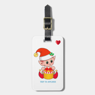 Süßer Weihnachtself & Herz auf Weiß Gepäckanhänger