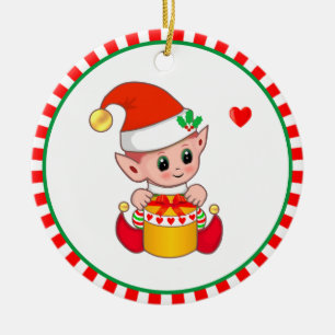 Süßer Weihnachtself Keramik Ornament