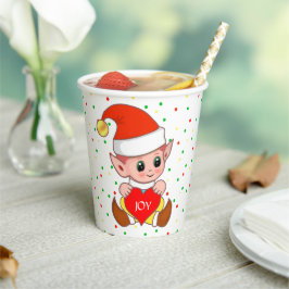 Süßer Weihnachtself & Konfetti-Papierbecher Pappbecher