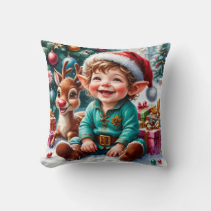 Süßer Weihnachtself & Rentier Kissen