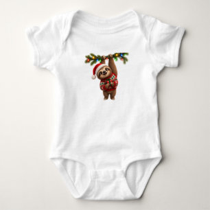 Süßer Weihnachtsfaultier-Baby-Jersey-Body Baby Strampler