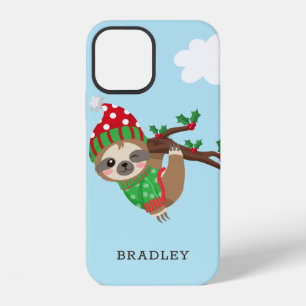 Süßer Weihnachtsfaultier moderner personalisierter iPhone 12 Hülle