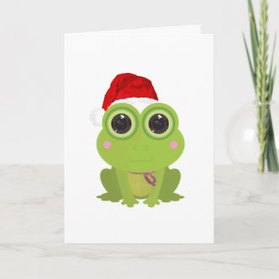 Süßer Weihnachtsfrosch auf festem Weiß als Feierta Feiertagskarte