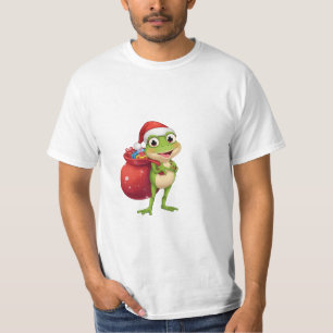 Süßer Weihnachtsfrosch mit Geschenktasche - Santa- T-Shirt