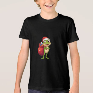 Süßer Weihnachtsfrosch mit Geschenktasche - Santa- Tri-Blend Shirt