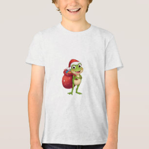 Süßer Weihnachtsfrosch mit Geschenktasche - Santa- Tri-Blend Shirt