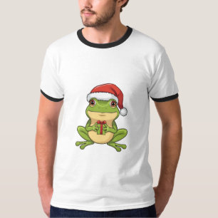 Süßer Weihnachtsfrosch mit Santa-Hut, der ein Gesc T-Shirt