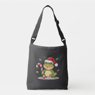 Süßer Weihnachtsfrosch mit Zuckerstange - Lustiger Tragetaschen Mit Langen Trägern