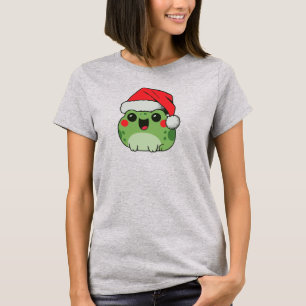 Süßer Weihnachtsfrosch Santa Hut Xmas Frauen Gesch T-Shirt