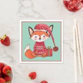 Süßer Weihnachtsfuchs im kuscheligen Pullover Serviette (Beispiel)