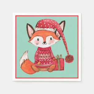 Süßer Weihnachtsfuchs im kuscheligen Pullover Serviette