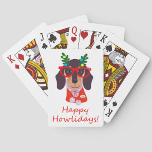 Süßer Weihnachtsglücklicher Hund Lustiger Dachshun Spielkarten