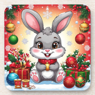 Süßer Weihnachtshase Getränkeuntersetzer