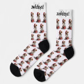 Süßer Weihnachtshund auf Geschenkbox Socken (Linkes Detail)