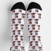 Süßer Weihnachtshund auf Geschenkbox Socken (Oben)