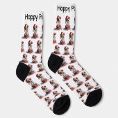 Süßer Weihnachtshund auf Geschenkbox Socken (Rechts)