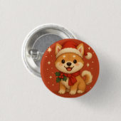Süßer Weihnachtshund Button (Vorne & Hinten)