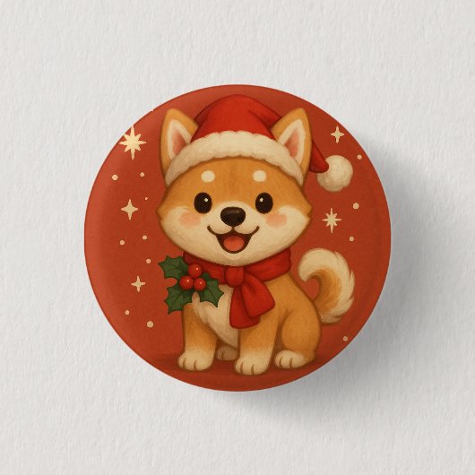Süßer Weihnachtshund Button (Vorderseite)
