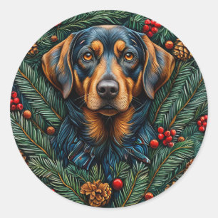 Süßer Weihnachtshund Festliches Feiertags-Welpen-D Runder Aufkleber