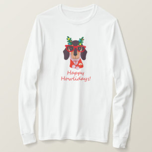 Süßer Weihnachtshund Howlidays Doxie Lustiger Dach T-Shirt
