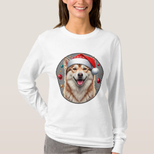 Süßer Weihnachtshund im festlichen Weihnachtskreis T-Shirt