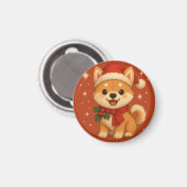 Süßer Weihnachtshund Magnet (Vorderseite/Rückseite)