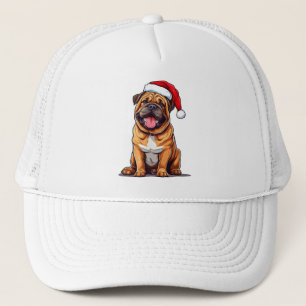 Süßer Weihnachtshund mit Santa-Hut Truckerkappe