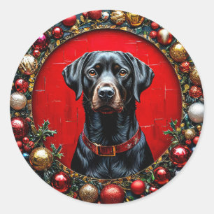 Süßer Weihnachtshund Runder Aufkleber