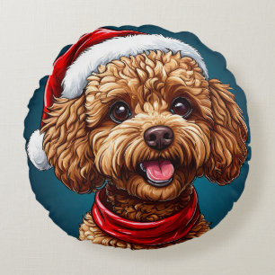 Süßer Weihnachtshund Rundes Kissen