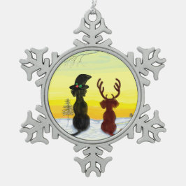 süßer Weihnachtshund Schneeflocken Zinn-Ornament