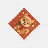 Süßer Weihnachtshund Serviette (Ecke)