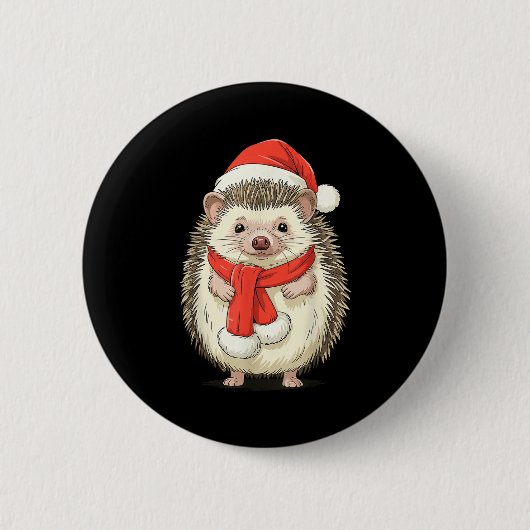 Süßer Weihnachtsigel Santa Button (Vorderseite)