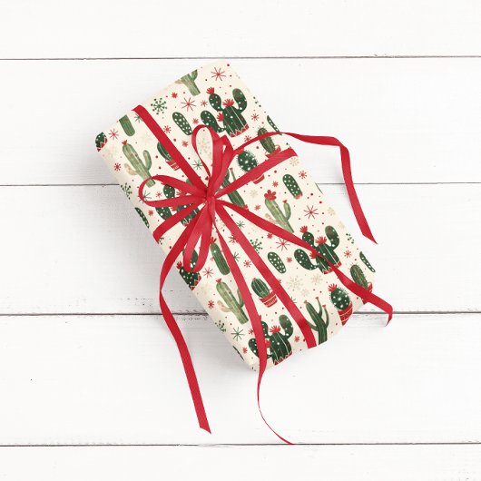 Süßer Weihnachtskaktus | Wüste Geschenkpapier