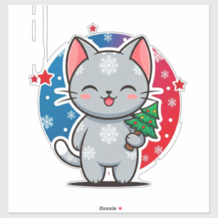 Süßer Weihnachtskatze Aufkleber
