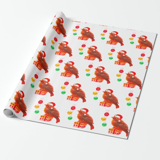 Süßer Weihnachtskleiner Vogel Geschenkpapier (Ungerollt)