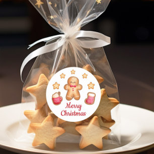 Süßer Weihnachtsmann aus Lebkuchen Frohe Weihnacht Runder Aufkleber